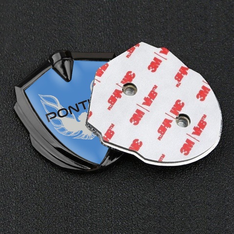 Pontiac Emblem Auto Zeichen Graphit Tonfarbe Blau fundament mit Grau Phonix Logo