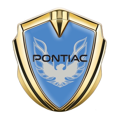 Pontiac Emblem Auto Zeichen Goldtonfarbe Blau fundament mit Grau Phonix Logo
