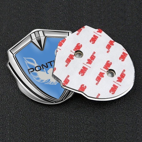 Pontiac Emblem Auto Zeichen Silbertonfarbe Blau fundament mit Grau Phonix Logo