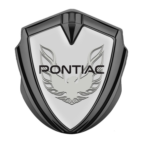 Pontiac Emblem Aufkleber Autozubehor Graphit Tonfarbe Grau Fundament mit Grau Phonix Logo