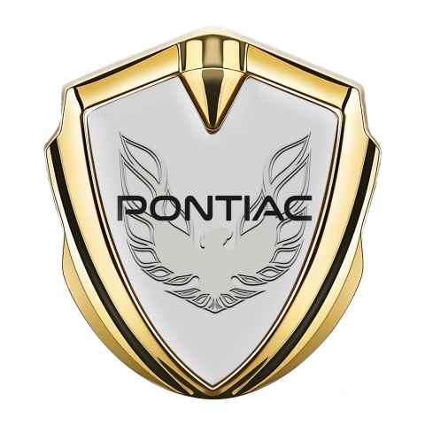 Pontiac Emblem Aufkleber Autozubehor Goldtonfarbe Grau Fundament mit Grau Phonix Logo