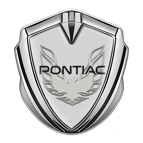 Pontiac Emblem Aufkleber Autozubehor Silbertonfarbe Grau Fundament mit Grau Phonix Logo