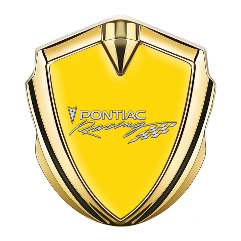 Pontiac Abzeichen selbstklebend Goldtonfarbe Gelb Hintergrund mit Racing logo Motiv