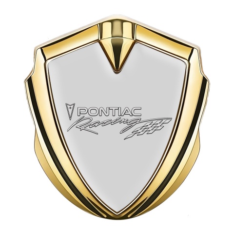 Pontiac Emblem Auto Zeichen Goldtonfarbe Grau Hintergrund mit Racing Logo Motiv