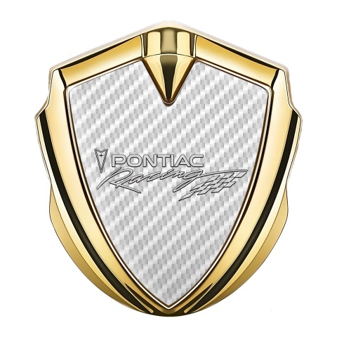 Pontiac Emblem Aufkleber Autozubehor Goldtonfarbe Weiss Kohlenstoff mit Racing logo Motiv