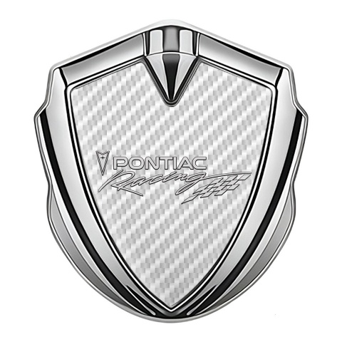 Pontiac Emblem Aufkleber Autozubehor Silbertonfarbe Weiss Kohlenstoff mit Racing logo Motiv