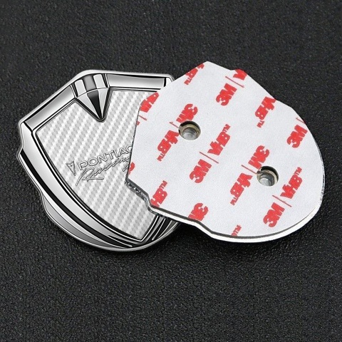 Pontiac Emblem Aufkleber Autozubehor Silbertonfarbe Weiss Kohlenstoff mit Racing logo Motiv