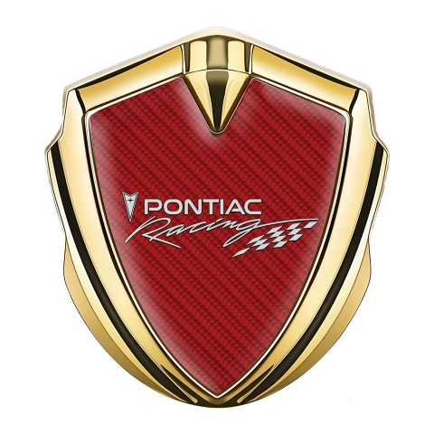 Pontiac Selbstklebendes Metallaufkleber Emblem Goldtonfarbe Rote Carbon Variante