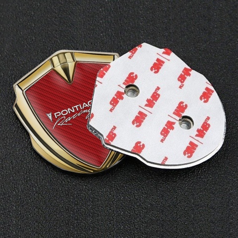 Pontiac Selbstklebendes Metallaufkleber Emblem Goldtonfarbe Rote Carbon Variante