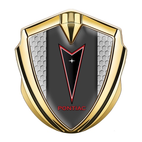Pontiac Emblem Abzeichen selbstklebend Goldtonfarbe Wabeneffekt Basis mit Graphit Panel