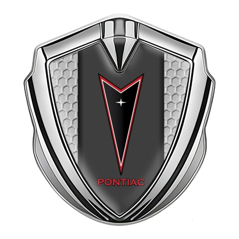 Pontiac Emblem Abzeichen selbstklebend Silbertonfarbe Wabeneffekt Basis mit Graphit Panel