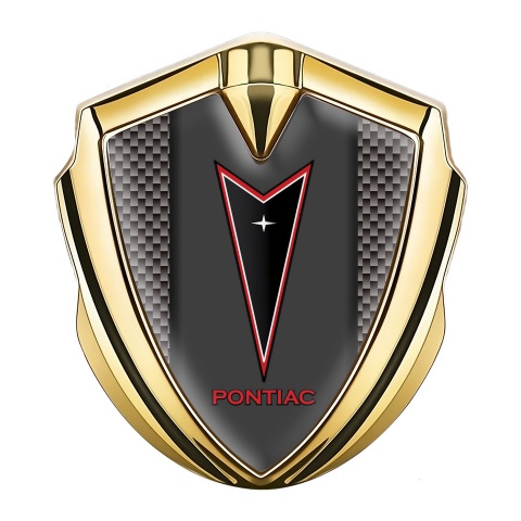 Pontiac Emblem Auto Zeichen Goldtonfarbe Braun Carbon mit Graphit Panel und Rote Logo Stil