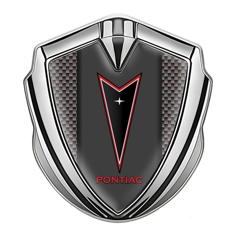 Pontiac Emblem Auto Zeichen Silbertonfarbe Braun Carbon mit Graphit Panel und Rote Logo Stil