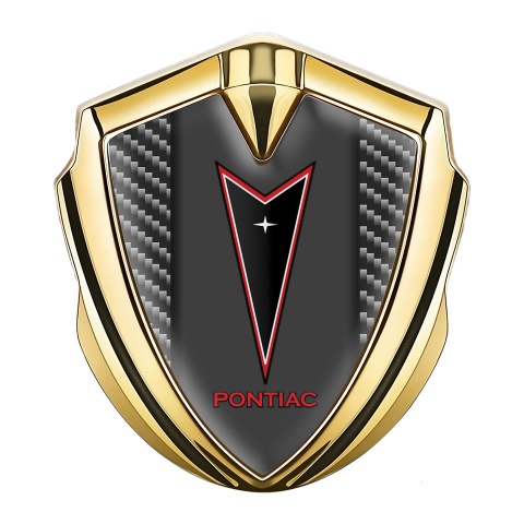 Pontiac Emblem Aufkleber Autozubehor Goldtonfarbe Dunkles carbon Mit Rote Logo Stil