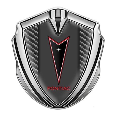 Pontiac Emblem Aufkleber Autozubehor Silbertonfarbe Dunkles carbon Mit Rote Logo Stil