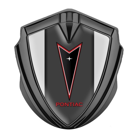 Pontiac Emblem Logo Schriftzug Aufkleber Graphit Tonfarbe Grau basis mit Graphit Panel und Rote Logo Motiv