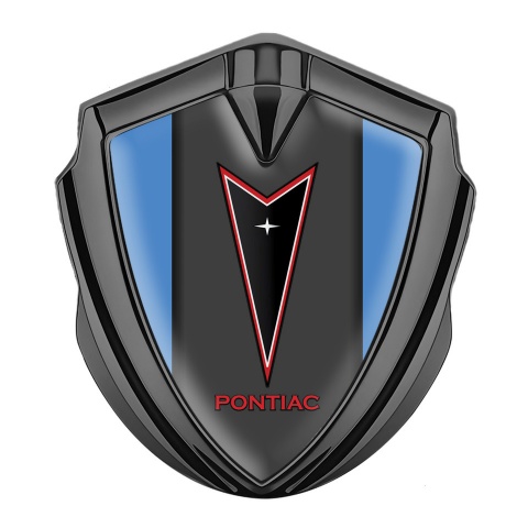 Pontiac Seitenflugel Emblem Aufkleber Graphit Tonfarbe Blau Basis mit Rote Logo Design