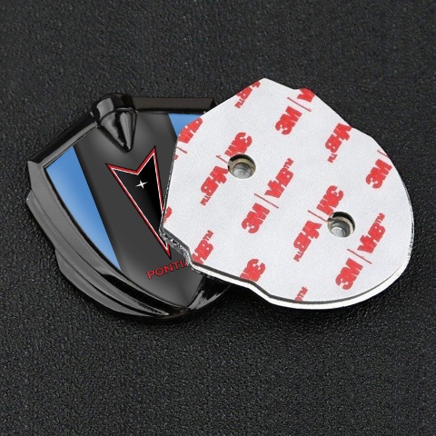 Pontiac Seitenflugel Emblem Aufkleber Graphit Tonfarbe Blau Basis mit Rote Logo Design