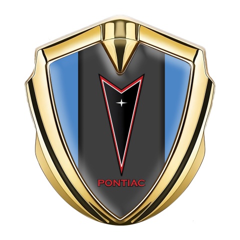 Pontiac Seitenflugel Emblem Aufkleber Goldtonfarbe Blau Basis mit Rote Logo Design