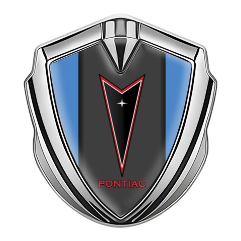Pontiac Seitenflugel Emblem Aufkleber Silbertonfarbe Blau Basis mit Rote Logo Design