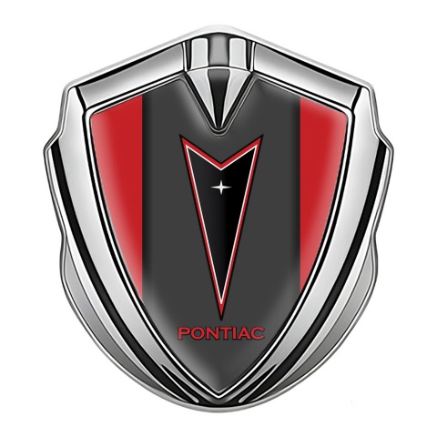 Pontiac Emblem Auto Zeichen Silbertonfarbe Rote Basis mit Graphit Panel und Rote Logo Motiv