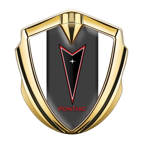 Pontiac Emblem Aufkleber Autozubehor Goldtonfarbe Weiss Hintergrund Mit Graphit Panel Rote Logo