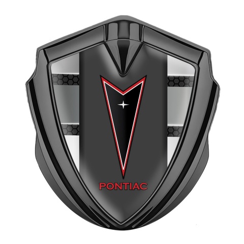 Pontiac Emblem Logo Schriftzug Aufkleber Graphit Tonfarbe Metall Panele Basis mit Rote Logo
