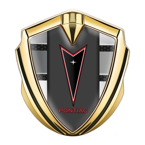 Pontiac Emblem Logo Schriftzug Aufkleber Goldtonfarbe Metall Panele Basis mit Rote Logo