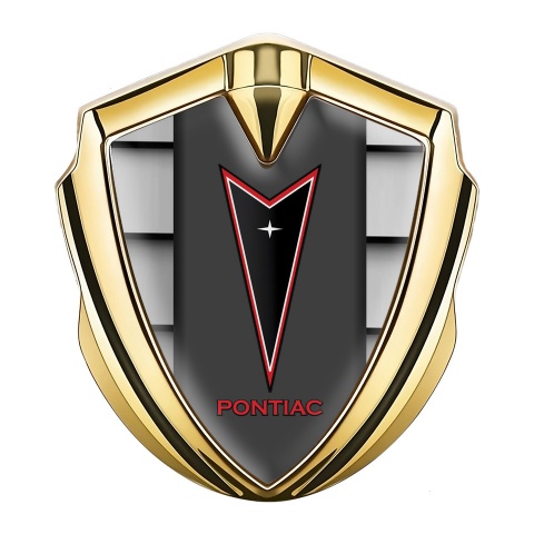 Pontiac Seitenflugel Emblem Aufkleber Goldtonfarbe Auto Gitter Effekt mit Rote Logo Motiv