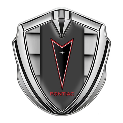 Pontiac Seitenflugel Emblem Aufkleber Silbertonfarbe Auto Gitter Effekt mit Rote Logo Motiv