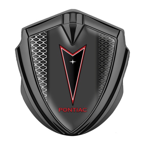 Pontiac Emblem Auto Zeichen Graphit Tonfarbe Dunkles Mesh mit Rote logo