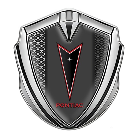 Pontiac Emblem Auto Zeichen Silbertonfarbe Dunkles Mesh mit Rote logo