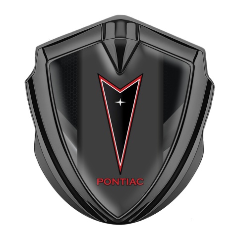 Pontiac Emblem Abzeichen Graphit Tonfarbe Schwarz Grau Elemente mit Rote Logo Stil