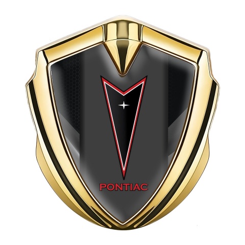Pontiac Emblem Abzeichen Goldtonfarbe Schwarz Grau Elemente mit Rote Logo Stil
