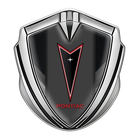 Pontiac Emblem Abzeichen Silbertonfarbe Schwarz Grau Elemente mit Rote Logo Stil Schwarz Grau Elemente mit Rote Logo Stil