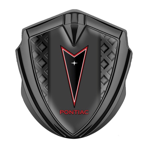 Pontiac Emblem Abzeichen selbstklebend Graphit Tonfarbe Schwarz Gitter mit Rote Logo Motiv