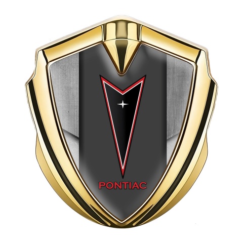 Pontiac Emblem Auto Zeichen Goldtonfarbe Asphaltbeschaffenheit Effekt mit rote Logo