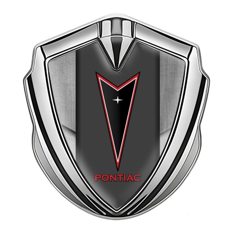 Pontiac Emblem Auto Zeichen Silbertonfarbe Asphaltbeschaffenheit Effekt mit rote Logo