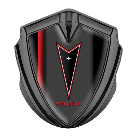 Pontiac Selbstklebendes Metallaufkleber Emblem Graphit Tonfarbe Schwarz Basis mit Rote Band Design