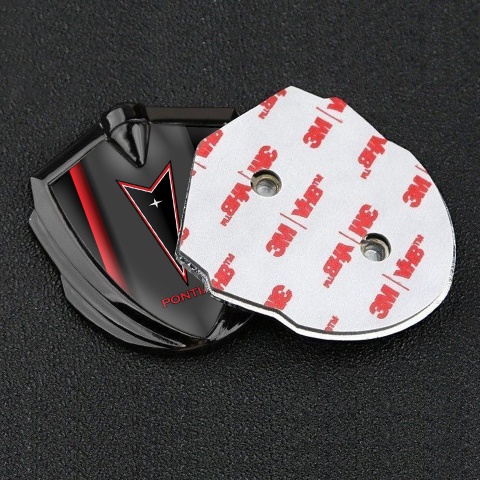 Pontiac Selbstklebendes Metallaufkleber Emblem Graphit Tonfarbe Schwarz Basis mit Rote Band Design