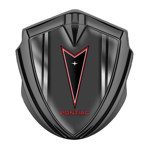 Pontiac Emblem Logo Schriftzug Aufkleber Graphit Tonfarbe mit Metall rahmen Design