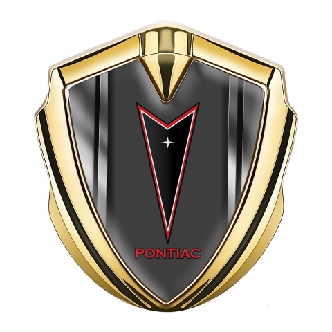 Pontiac Emblem Logo Schriftzug Aufkleber Goldtonfarbe mit Metall rahmen Design