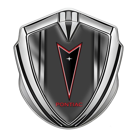 Pontiac Emblem Logo Schriftzug Aufkleber Silbertonfarbe mit Metall rahmen Design