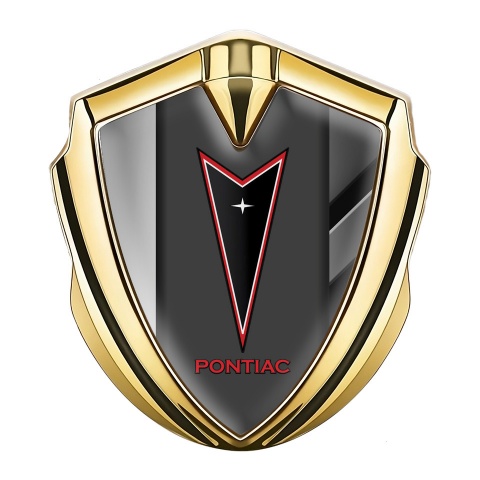 Pontiac Seitenflugel Emblem Aufkleber Goldtonfarbe Polierte Elemente Basis mit Rote Logo Motiv