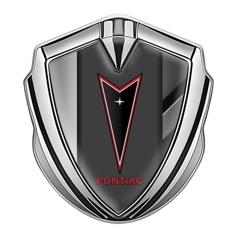 Pontiac Seitenflugel Emblem Aufkleber Silbertonfarbe Polierte Elemente Basis mit Rote Logo Motiv