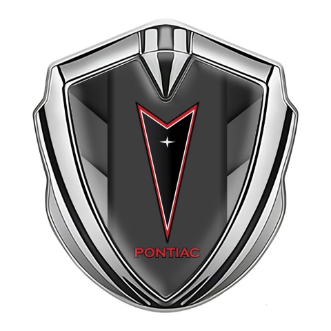 Pontiac Emblem Abzeichen Silbertonfarbe Grau Schwarz Fragmente Mit Rote Logo Design