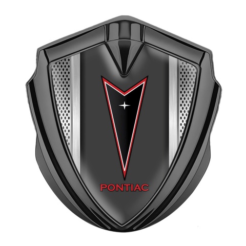 Pontiac Emblem Auto Zeichen Graphit Tonfarbe Metallmontage Effekt mit Rote Logo Motiv