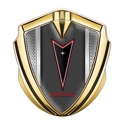 Pontiac Emblem Auto Zeichen Goldtonfarbe Metallmontage Effekt mit Rote Logo Motiv