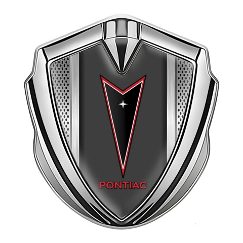 Pontiac Emblem Auto Zeichen Silbertonfarbe Metallmontage Effekt mit Rote Logo Motiv