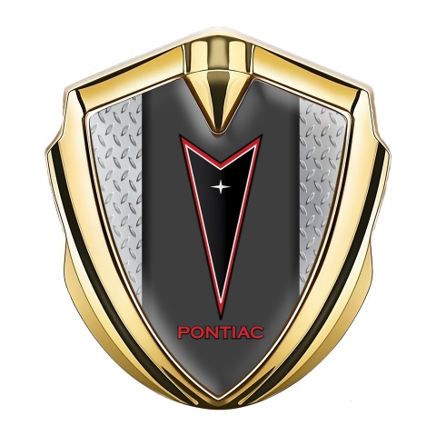 Pontiac Emblem Aufkleber Autozubehor Goldtonfarbe Laufflachenrahmen Effekt mit Rote Logo Motiv